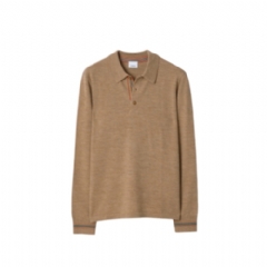 Burberry Men Long-sleeve Wool Polo Shirt Camel melange 81213961