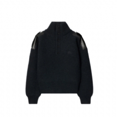 Burberry Men Wool Half-button Sweater Tarmac grey 81135671