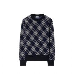 Burberry Men Check Wool Blend Sweater Ink blue 81106141
