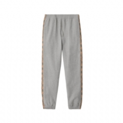 Burberry Men Check Trim Cotton Jogging Pants Pale grey melange 81177421