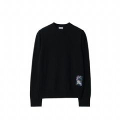 Burberry Men Check Label Wool Sweater Black 81024941