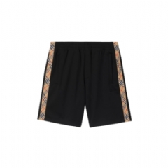 Burberry Men Check Trim Cotton Blend Shorts Black 81105861