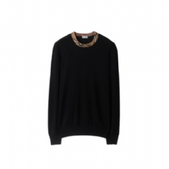 Burberry Men Check Trim Wool Sweater Black 81121481