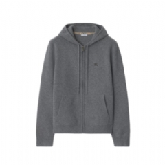 Burberry Men Cashmere Blend Zip Hoodie Grey 81121341