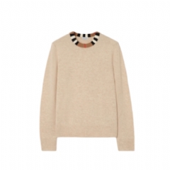 Burberry Men Icon Stripe Trim Wool Cashmere Sweater Barley beige melange 81215221