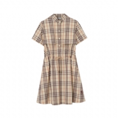 Burberry Women Check Cotton Dress Almond beige 81232481
