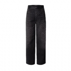 Louis Vuitton Men Flocked Damier Denim Wide-Leg Pants 1AHBKV