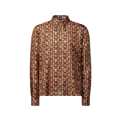 Louis Vuitton Men Monogram Printed Long-Sleeved Silk Shirt 1AJUOO