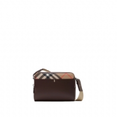 Burberry Men Pop Check Crossbody Bag Peat brown/sand beige 81235281