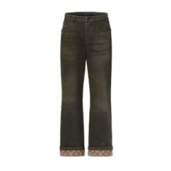 Louis Vuitton Men Waxed Denim Pants With Signature Turn-Ups 1AJCU2