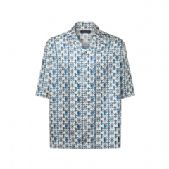 Louis Vuitton Men Monogram Printed Silk Short-Sleeved Shirt 1AJUOE