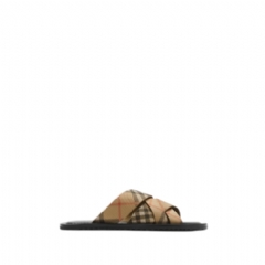 Burberry Men Check Pavilion Slides​ Sand 81069871