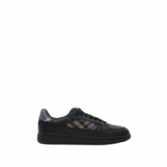 Burberry Men Leather and Check Terrace Sneakers​ Black/wave blue 81230351