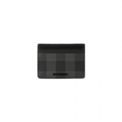 Burberry Men Check Card Case Charcoal 81122551