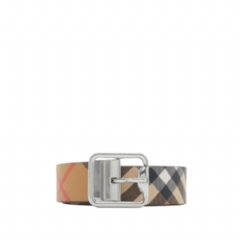 Burberry Men Reversible Check B Buckle Belt Sand/military/silver 80920461