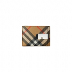 Burberry Men Check Clip Card Case Sand 80919101