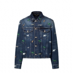Louis Vuitton Men LV x The Darjeeling Limited Embroidered Long-Sleeved Denim Shirt 1AJUYK