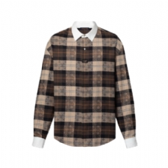 Louis Vuitton Men Monogram Flannel Long-Sleeved Polo Shirt 1AIKAL