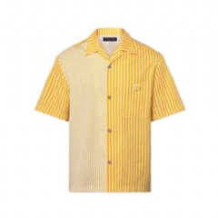 Louis Vuitton Men Monogram Striped Patchwork Short-Sleeved Shirt 1AHVWV