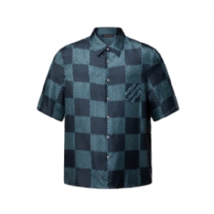 Louis Vuitton Men Damier Short-Sleeved Silk Shirt 1AHVXV