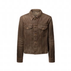 Louis Vuitton Men Coffee Indigo Denim Long-Sleeved Shirt 1AJUEU