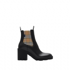 Burberry Women Leather Stride Chelsea Boots Black/sand 81051851