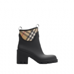 Burberry Women Rubber Marsh Stamp Heeled Low Boots​ Black 81116871