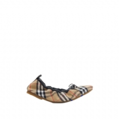 Burberry Women Check Fawn Ballerinas​ Sand beige 81211031
