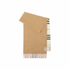 Burberry Women Wide Reversible Check Cashmere Scarf Pebble white 81139301