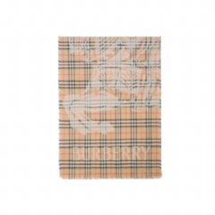 Burberry Women Wide EKD Check Wool Silk Scarf Sand beige 81179051