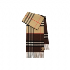Burberry Women Contrast Check Cashmere Scarf Sand beige/treacle brown 81177051