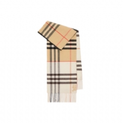 Burberry Women Contrast Check Cashmere Scarf Sand beige/pebble white 81139221