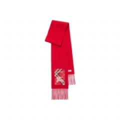 Burberry Women Check Label Cashmere Scarf Crayon red 81187431
