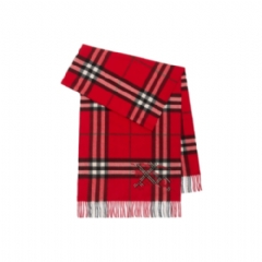 Burberry Women Wide Cross Stitch EKD Check Cashmere Scarf Post red 81192841