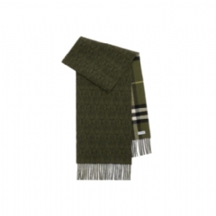 Burberry Women Reversible B Shield Cashmere Scarf Pea green 81139271