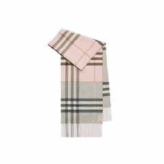 Burberry Women Contrast Check Cashmere Scarf Bow pink/mitten grey 81153121