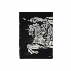 Burberry Women Wide EKD Wool Scarf Black/calico 81130321