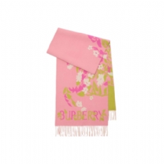 Burberry Women Wide Floral EKD Cashmere Scarf Begonia pink 81200461