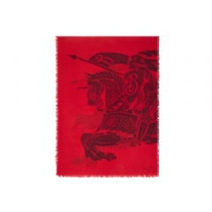 Burberry Women Wide EKD Wool Scarf Oxblood 81130311