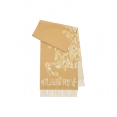 Burberry Women Wide Floral EKD Cashmere Scarf Sand beige 81200471