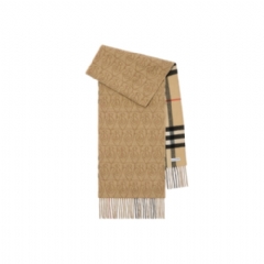 Burberry Women Reversible B Shield Cashmere Scarf Sand beige 81139281