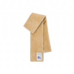 Burberry Women Narrow Check Shearling Scarf Finch beige 81223171