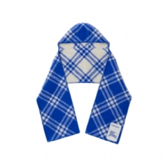 Burberry Women Check Wool Hooded Scarf Knight 80756281