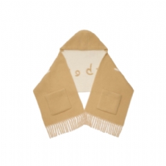 Burberry Women Logo Alpaca Wool Blend Hooded Scarf Sand beige 81212831