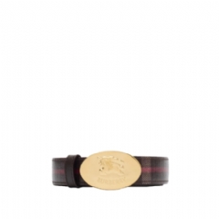 Burberry Women Reversible Check Knight Stamp Belt​ Mahogany red/gold 81146601