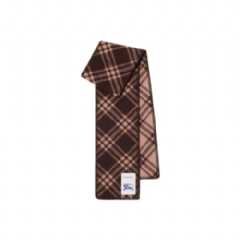 Burberry Women Narrow Check Wool Scarf Bark brown/pink 81146371