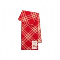 Burberry Women Check Wool Scarf Crayon red 81186311