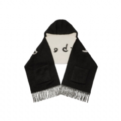 Burberry Women Logo Alpaca Wool Blend Hooded Scarf Black 81212851