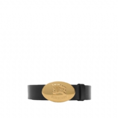 Burberry Women Reversible Leather Oval Knight Stamp Belt​ Black/hazel 81122121