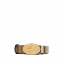 Burberry Women Reversible Check Knight Stamp Belt​ Sand/peat/gold 81122181